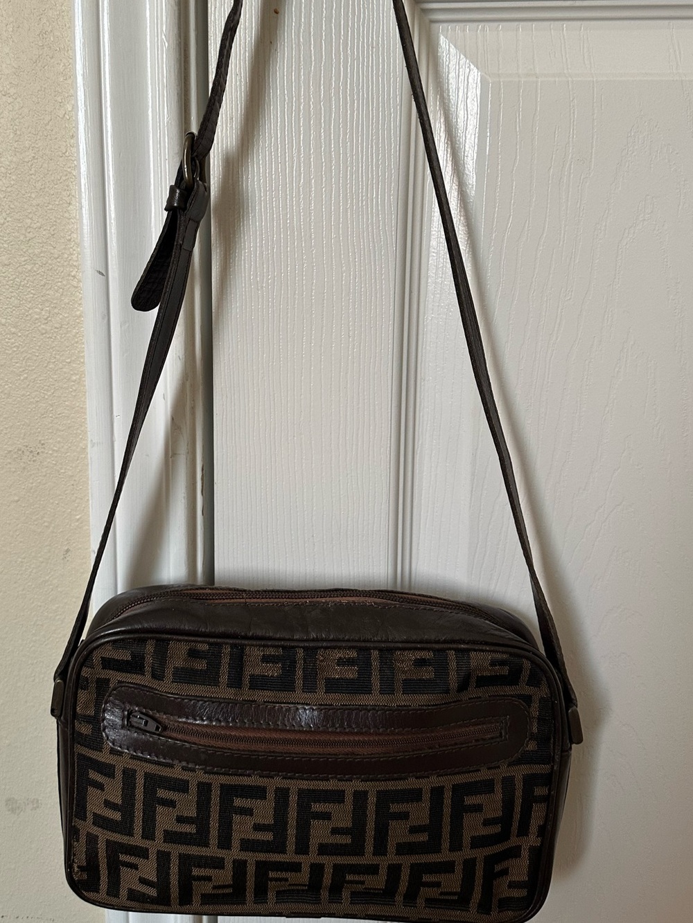 Vintage Fendi Zucca FF Monogram Canvas Shoulder Bag